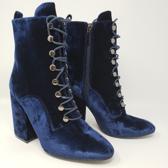 Kendall & Kylie Shoes - Kendal and Kylie blue velvet laceup heel boots